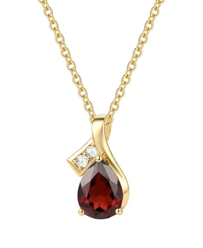 Macy's Blue Topaz (1-1/3 Ct. T.w.) & Diamond Accent (0.04 Ct. T.w.) Pendant Necklace In 14k White Gold In Garnet