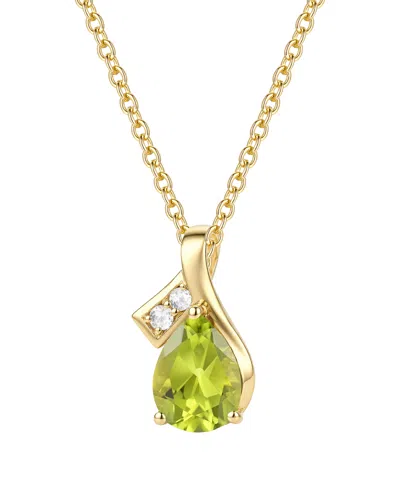 Macy's Blue Topaz (1-1/3 Ct. T.w.) & Diamond Accent (0.04 Ct. T.w.) Pendant Necklace In 14k White Gold In Peridot