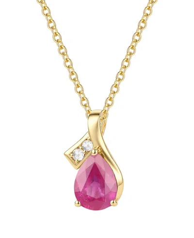 Macy's Blue Topaz (1-1/3 Ct. T.w.) & Diamond Accent (0.04 Ct. T.w.) Pendant Necklace In 14k White Gold In Ruby