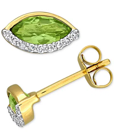 Macy's Blue Topaz (1/4 Ct. T.w.) & Diamond (1/10 Ct. T.w.) Marquise Stud Earrings In 14k Gold (also In Garn