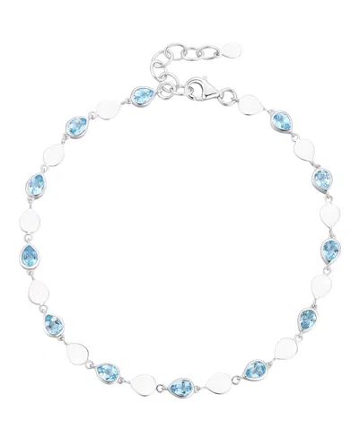 Macy's Blue Topaz (2-1/5 Ct. T.w.) Luna Bracelet In Sterling Silver (also Available In Multi-stones) In Metallic