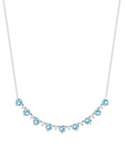 Macy's Blue Topaz (2-3/4 Ct. T.w.) & Lab-grown White Sapphire (3/8 Ct. T.w.) Necklace In Sterling Silver