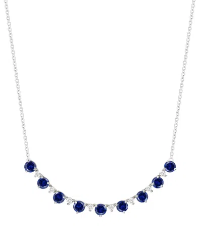 Macy's Blue Topaz (2-3/4 Ct. T.w.) & Lab-grown White Sapphire (3/8 Ct. T.w.) Necklace In Sterling Silver In Brown