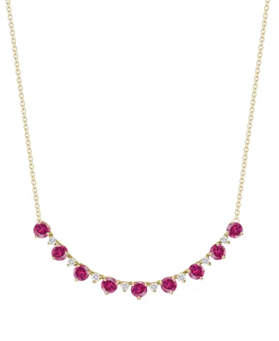 Macy's Blue Topaz (2-3/4 Ct. T.w.) & Lab-grown White Sapphire (3/8 Ct. T.w.) Necklace In Sterling Silver In Gold