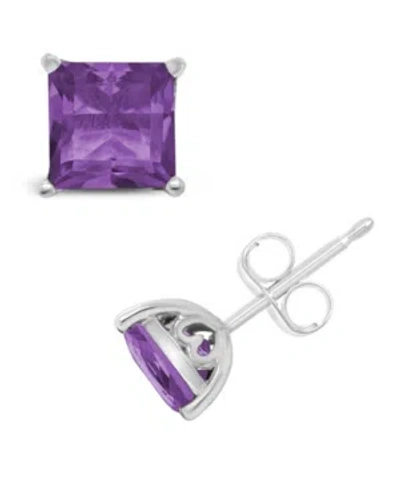 Macy's Blue Topaz (2-7/8 Ct. T.w.) Stud Earrings In Sterling Silver. Also Available In Amethyst (2-1/6 Ct.