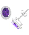 Macy's Blue Topaz (2 Ct. T.w.) & Created White Sapphire (1/5 Ct. T.w.) Stud Earrings In 10k White Gold In Amethyst,white Gold