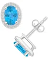 Macy's Blue Topaz (2 Ct. T.w.) & Created White Sapphire (1/5 Ct. T.w.) Stud Earrings In 10k White Gold In Citrine,white Gold