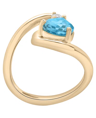 Macy's Blue Topaz (2 Ct. T.w.) & Diamond (1/10 Ct. T.w.) Ring In 14k Yellow Gold