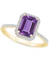 Macy's Blue Topaz (2 Ct. T.w.) & Lab Created White Sapphire (1/4 Ct. T.w.) Statement Ring In 10k Yellow Gol In Amethyst