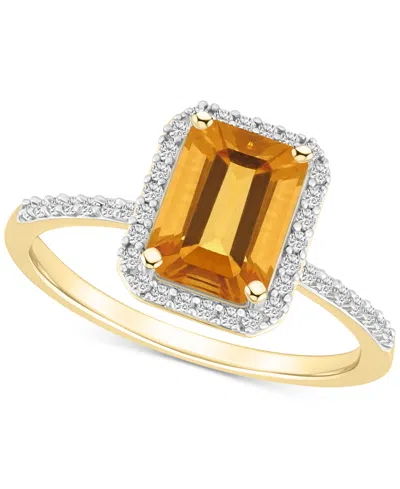 Macy's Blue Topaz (2 Ct. T.w.) & Lab Created White Sapphire (1/4 Ct. T.w.) Statement Ring In 10k Yellow Gol In Citrine