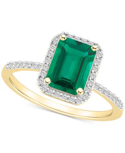 Macy's Blue Topaz (2 Ct. T.w.) & Lab Created White Sapphire (1/4 Ct. T.w.) Statement Ring In 10k Yellow Gol In Green