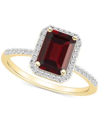 Macy's Blue Topaz (2 Ct. T.w.) & Lab Created White Sapphire (1/4 Ct. T.w.) Statement Ring In 10k Yellow Gol In Garnet