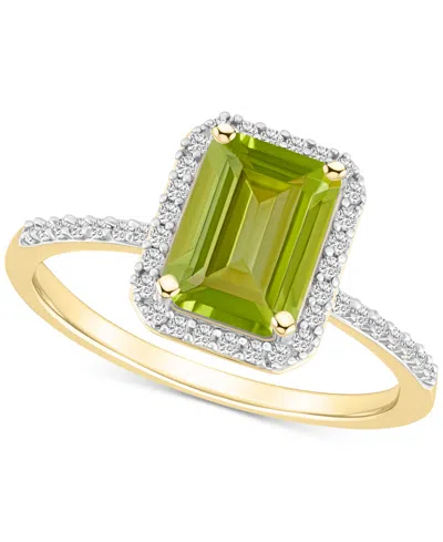 Macy's Blue Topaz (2 Ct. T.w.) & Lab Created White Sapphire (1/4 Ct. T.w.) Statement Ring In 10k Yellow Gol In Green