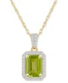 Macy's Blue Topaz (2 Ct. T.w.) & Lab Created White Sapphire (1/5 Ct. T.w.) Rectangle Pendant Necklace In 10 In Peridot,gold