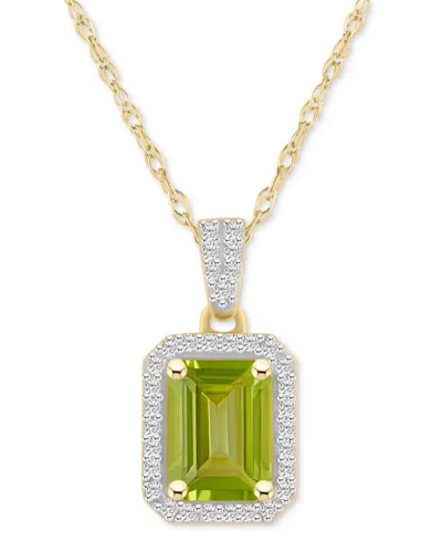 Macy's Blue Topaz (2 Ct. T.w.) & Lab Created White Sapphire (1/5 Ct. T.w.) Rectangle Pendant Necklace In 10 In Peridot,gold