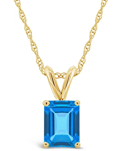 Macy's Blue Topaz (2 Ct. T.w.) Pendant Necklace In 14k Yellow Gold