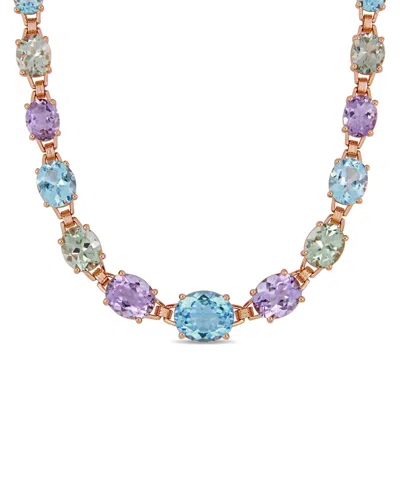 Macy's Blue Topaz (29-7/8 Ct. T.w.), Pink Amethyst (20-3/4 Ct. T.w) And Prasiolite (18-1/3 Ct. T.w.) 17" Li In Multi Gemstone