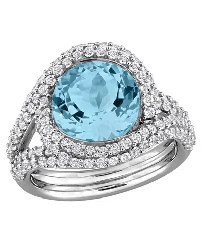 Macy's Blue Topaz (3 Ct. T.w.) And White Topaz (1-3/8 Ct. T.w.) Ring In Sterling Silver (also Available In 