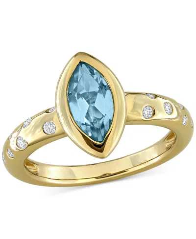 Macy's Blue Topaz (3/4 Ct. T.w.) & Diamond (1/4 Ct. T.w.) Band In 10k Gold