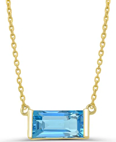 Macy's Blue Topaz (3/4 Ct. T.w.) Pendant Necklace In 14k Gold-plated Sterling Silver In White