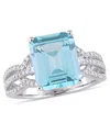 Macy's Blue Topaz (5-3/5 Ct. T.w.) And Diamond (1/2 Ct. T.w.) Interlaced Three-row Ring In 14k White Gold In Blue Topaz