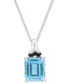Macy's Blue Topaz (7-3/8 Ct. T.w.) & Black Sapphire (1/4 Ct. T.w.) 18" Pendant Necklace In Sterling Silver In Blue
