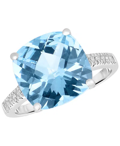 Macy's Blue Topaz (7 Ct. T.w.) & Diamond (1/20 Ct. T.w.) Ring In 14k White Gold In Multi