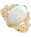 Macy's Blue Topaz (7 Ct. T.w) Oval Ring In 14k Gold Plated Sterling Silver In White