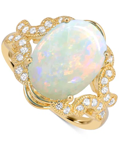 Macy's Blue Topaz (7 Ct. T.w) Oval Ring In 14k Gold Plated Sterling Silver