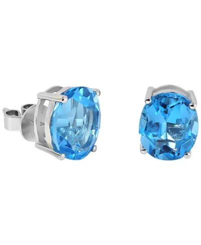 Macy's Blue Topaz (8 Ct. T.w.) Stud Earrings In Sterling Silver In Multi