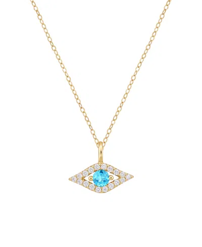 Macy's Blue Topaz & Diamond Evil Eye Pendant (1/6 Ct. T.w. & 1/10 Ct. T.w.) In 14k Gold