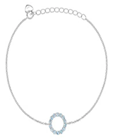 Macy's Blue Topaz Circle Bracelet In Rhodium Over Sterling Silver In Pattern