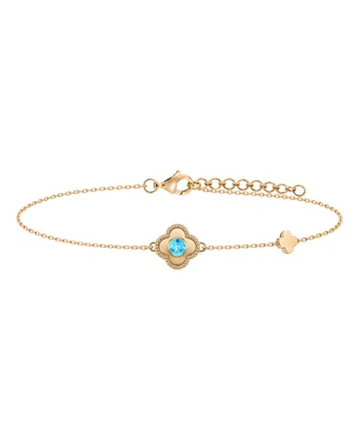 Macy's Blue Topaz Clover Adjustable Bracelet (1/4 Ct. T.w.) In 14k Gold
