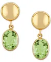 Macy's Blue Topaz Disc Drop Earrings (3-1/5 Ct. T.w.) In 14k Gold (also In Peridot) In Peridot