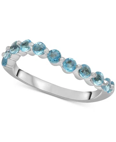 Macy's Blue Topaz Wave Ring (7/8 Ct. T.w.) In Sterling Silver