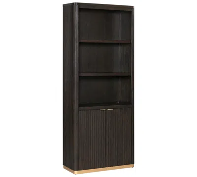 Macy's Bodhi 79" Door Bookcase In Dark Brown