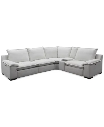 Macy's Borsi 5-pc. Sectional With 2 Power Recliners & 1 Console In Brown