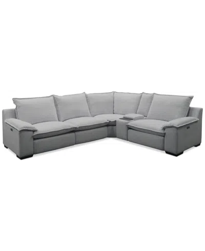 Macy's Borsi 5-pc. Sectional With 2 Power Recliners & 1 Console In Gray