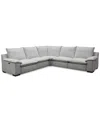 Macy's Borsi 5-pc. Sectional With 2 Power Recliners In Brown