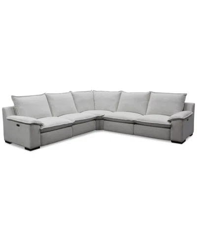 Macy's Borsi 5-pc. Sectional With 2 Power Recliners In Brown