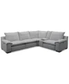 Macy's Borsi 5-pc. Sectional With 3 Power Recliners & 1 Console, Exclusive At  In Gray