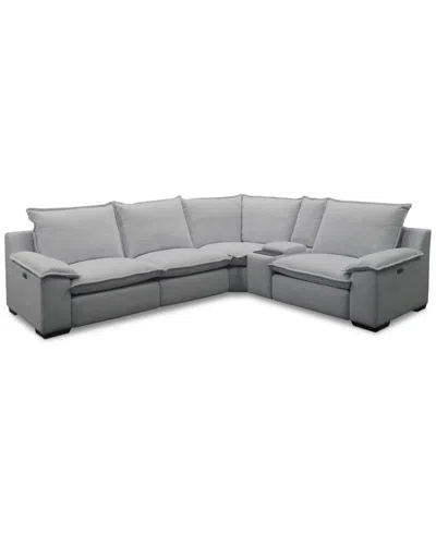 Macy's Borsi 5-pc. Sectional With 3 Power Recliners & 1 Console, Exclusive At  In Gray
