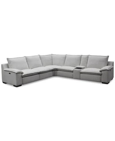Macy's Borsi 6-pc. Sectional With 2 Power Recliners & 1 Console, Exclusive At  In Gray