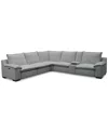 Macy's Borsi 6-pc. Sectional With 2 Power Recliners & 1 Console, Exclusive At  In Gray