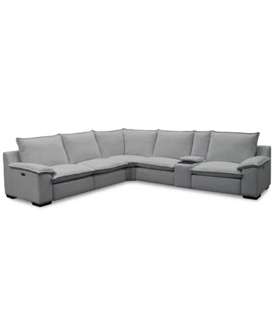 Macy's Borsi 6-pc. Sectional With 2 Power Recliners & 1 Console, Exclusive At  In Gray