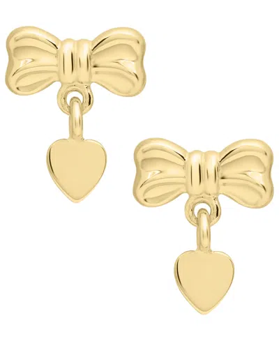 Macy's Bow Heart Drop Earrings In 14k Gold