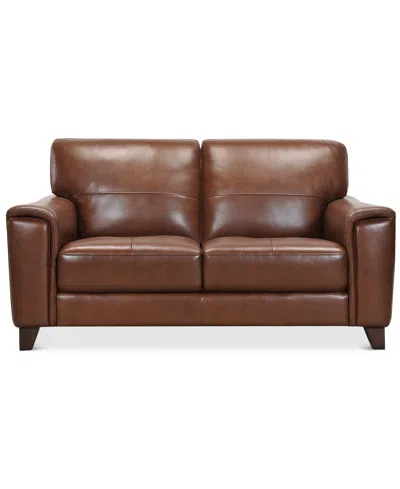 Macy's Brayna 65" Classic Leather Loveseat, Created For  In Brown