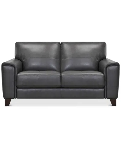 Macy's Brayna 65" Classic Leather Loveseat, Created For  In Black