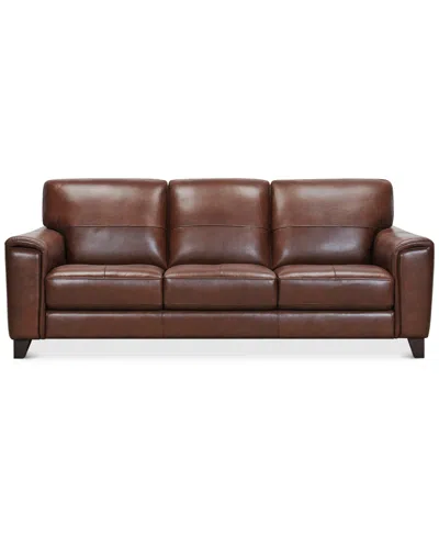 Macy's Brayna 88" Classic Leather Sofa, Created For  In Brown