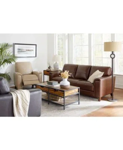 Macy's Brayna Classic Leather Sofa Collection Created For Macys In Brown